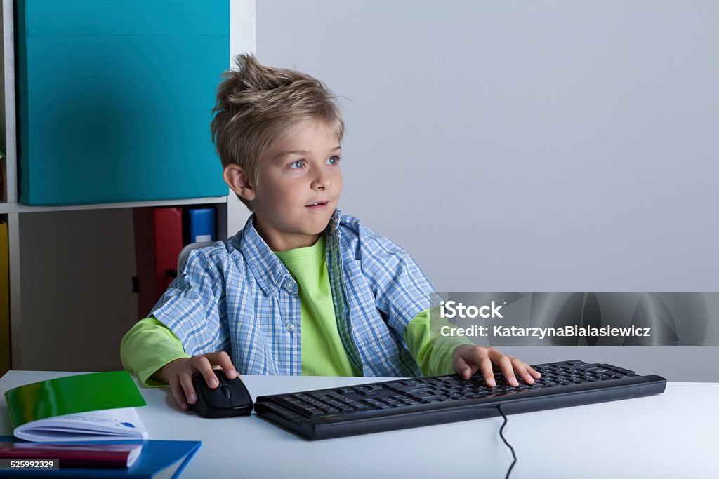 Learning Boy With Computer Boy Playing Computer Instead Of Learning Stock Photo - Download Image ...