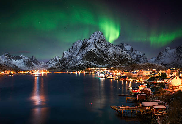 istock Northern lights over Reine, Norway 525992583