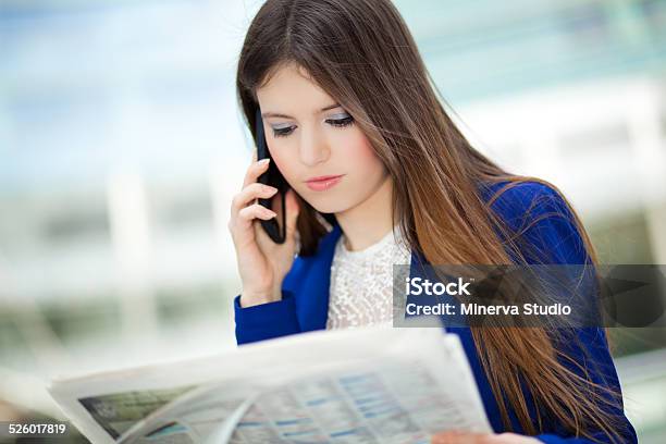 Smiling Businesswoman Talking On The Phone Stock Photo - Download Image Now - 20-29 Years, Adult, Beautiful People