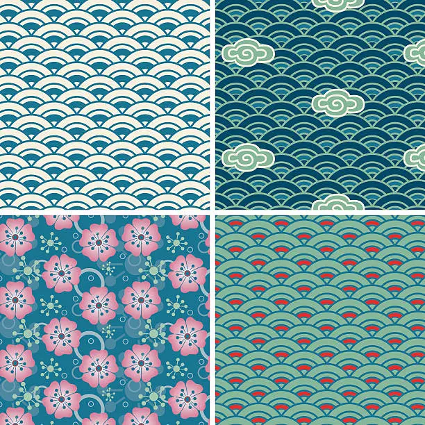 Vector illustration of Element water (Seamless pattern set)