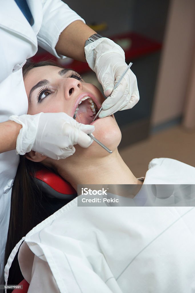 Examining patient's teeth Examining patient's teeth at the dentist's. Accessibility Stock Photo