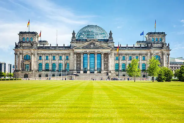 Reichstag building of German parliament, Berlin, Germany. 