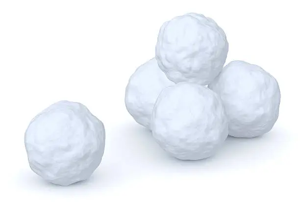 Snowballs heap and one snowball isolated on white background