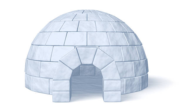 иглу icehouse на белом вид спереди - igloo стоковые фото и изображения