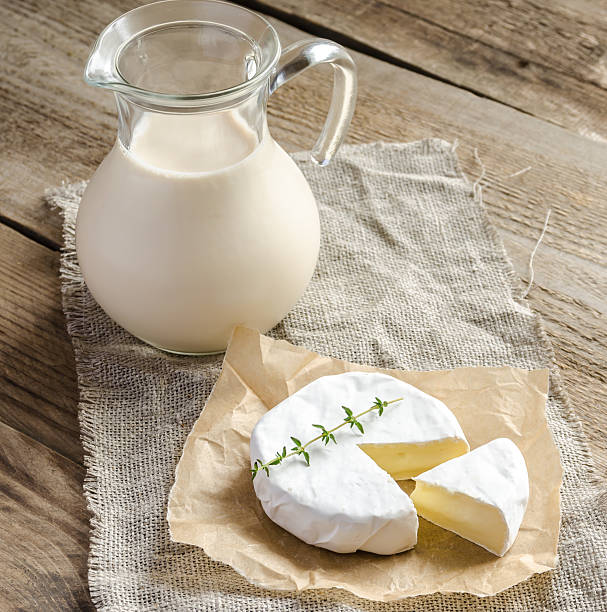 istock Camembert with pitcher of milk 526024195