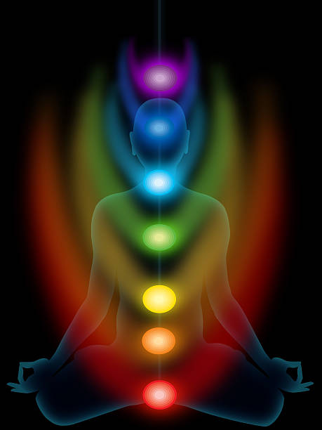 meditation, chakras vector art illustration