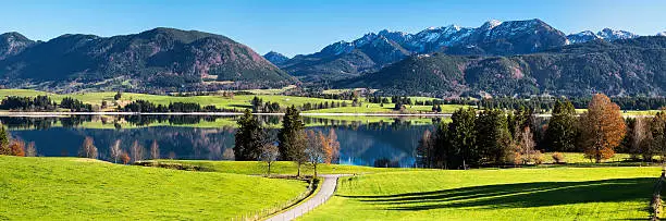 panorama of Allgau Alps, Forggensee, Germany