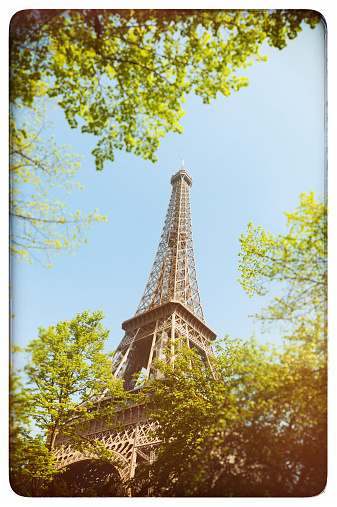 vintage color style photograph of Eiffel Tower, Paris