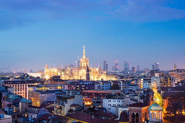 Milan, 2014 panoramic skyline stock photo