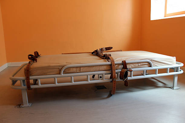 restrain bed for restraining psychiatric patients restraining device stock pictures, royalty-free photos & images