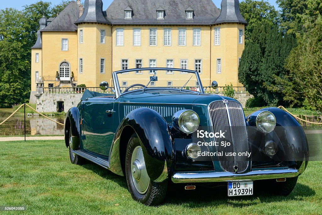 Lancia Astura Cabriolet classic car Jüchen, Germany - August 1, 2014: 1939 Lancia Astura (series 4) Cabriolet Pinin Farina classic convertible car. The car is on display during the 2014 Classic Days event at Schloss Dyck Car Stock Photo