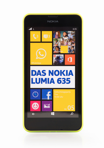 Hamburg, Germany - October 17, 2014: Studio shot, isolated on a white background of a Nokia Lumia 635 Smartphone - Dummy .