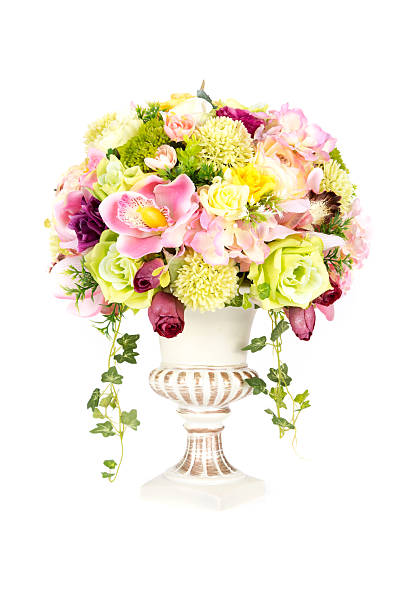 istock Decoration artificial plastic flower with vintage design vase 526056073