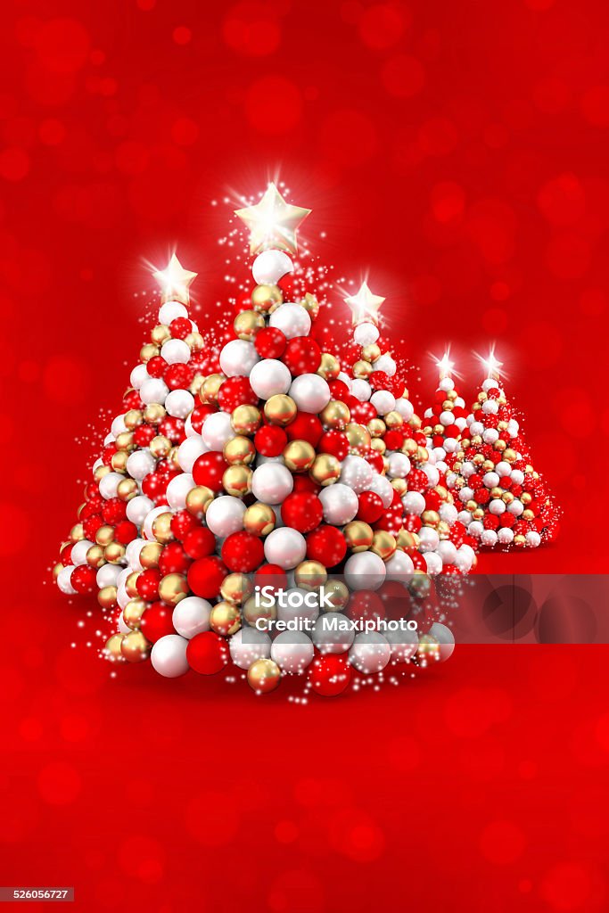 Feliz Árvore De Natal Decoração Branco Vermelho Ouro De Bolas - Fotografias  de stock e mais imagens de Abstrato - iStock