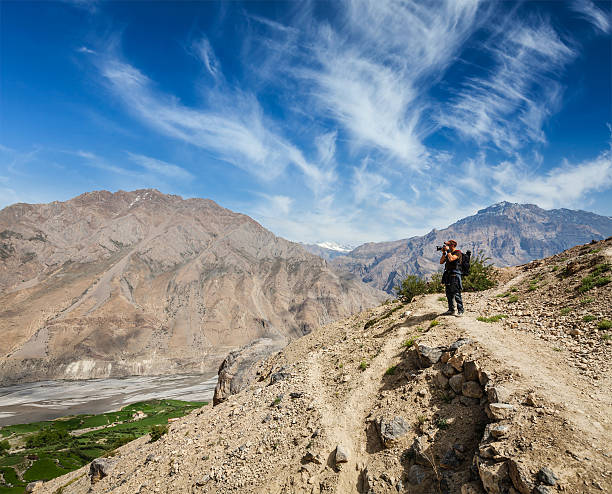 istock Photographer taking photos in Himalayas 526056855