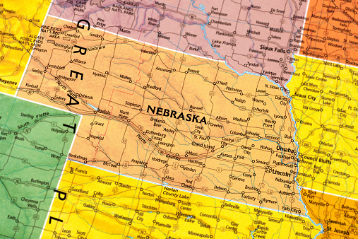 Nebraska State 3D Map (USA) on White Background, \nUseful for Politics, Elections, Travel, News and Sports Events