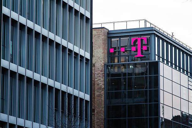 T Mobile Sign at building in Berlin stock photo