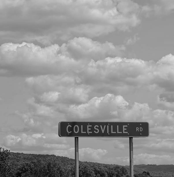 istock Colesville RD Sign, Black and White with Clouds! 526060877