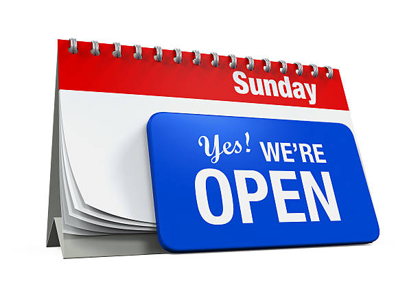istock Calender with Yes We're Open Sign 526068825