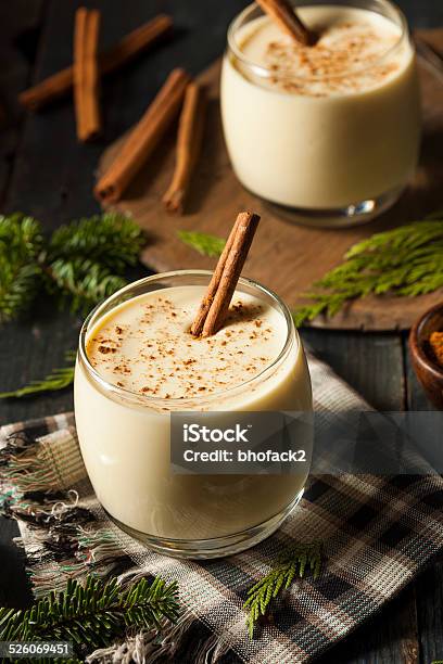 Homemade White Holiday Eggnog Stock Photo - Download Image Now - Alcohol - Drink, Alcohol Abuse, Celebration