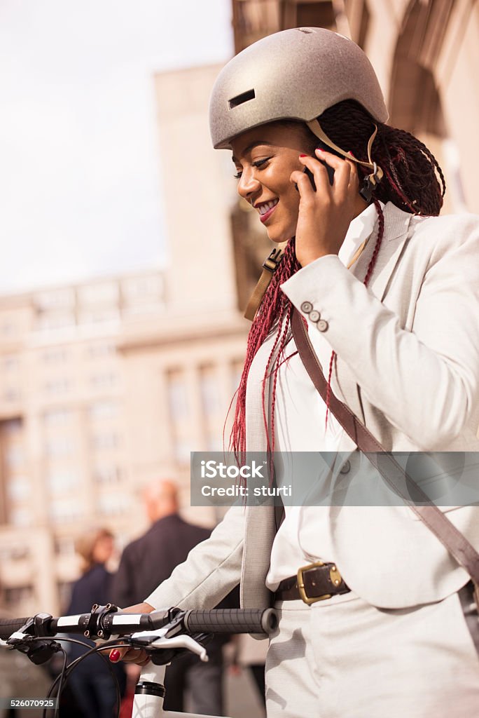 keeping in touch on the way to work Bicycle Stock Photo