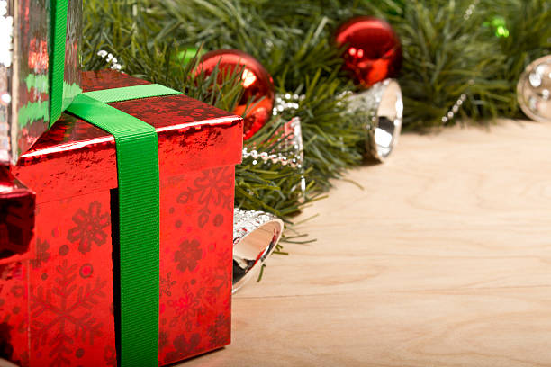 istock Christmas decoration in wood Background 526071133