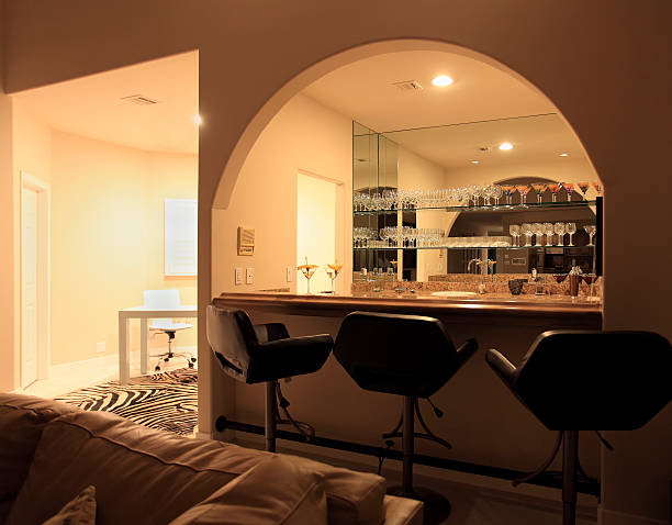 istock Contemporary Residential Bar At Night 526071637