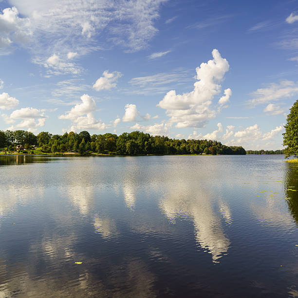 istock reflection of clouds in the lake with boardwalk 526071715