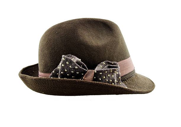 istock brown pretty hats with bow on white background. 526072687