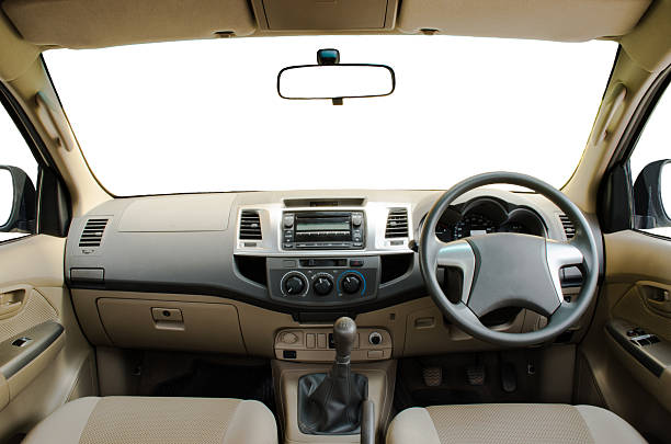 dashboard in pelle beige auto - car vehicle interior inside of dashboard foto e immagini stock