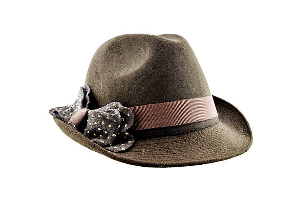 istock brown pretty hats with bow on white background. 526085811