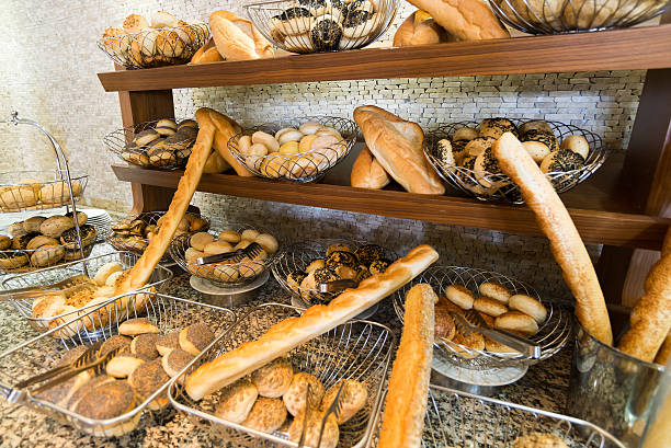 istock Delicious bread on  counter shop 526086539