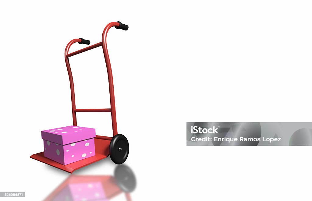 pink gift 3D rendering  of a gift box on a trolley Anniversary Stock Photo