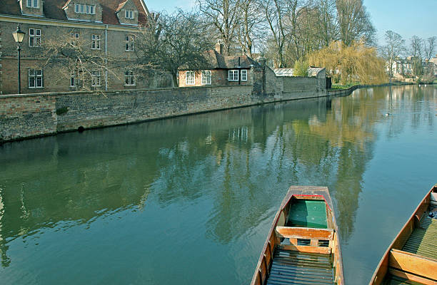 istock Punts on Cam River across from college in Cambridge UK 526087065