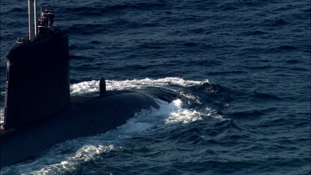 French Nuclear Submarine Entering Toulon - Aerial View - Provence-Alpes-Côte d'Azur, Var, Arrondissement of Toulon, France