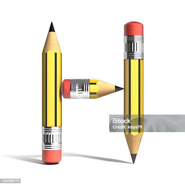 Pencil 3d Font Letter H Stock Photo - Download Image Now - Abstract, Alphabet, Back to School