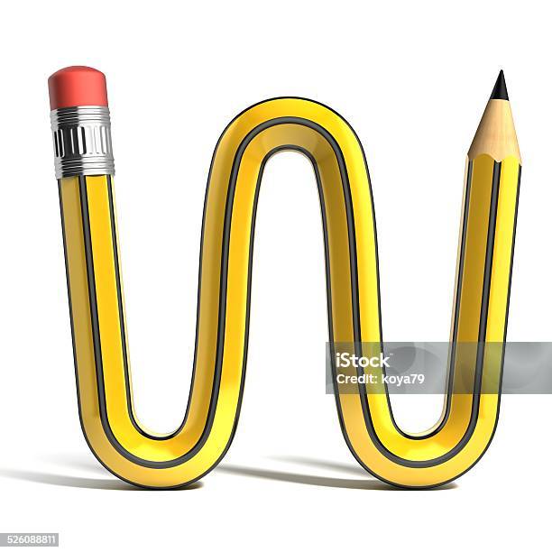 Pencil 3d Font Letter W Stock Photo - Download Image Now - Abstract, Alphabet, Back to School