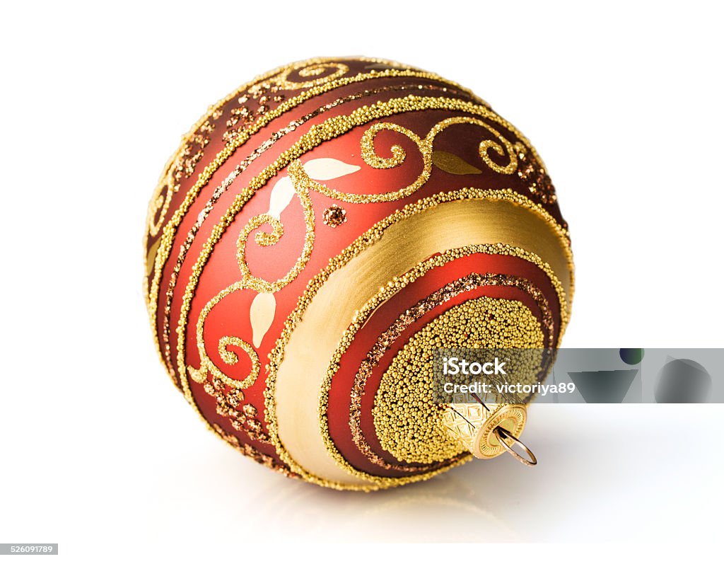 red and gold Christmas ball red and gold Christmas ball isolated on white Celebration Stock Photo