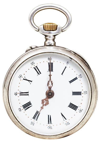 istock seven o'clock on the dial of retro pocket watch 526112887