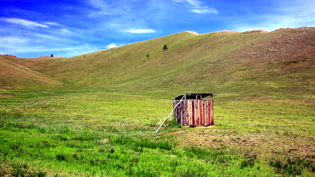 Mongolian wooden squat toilet