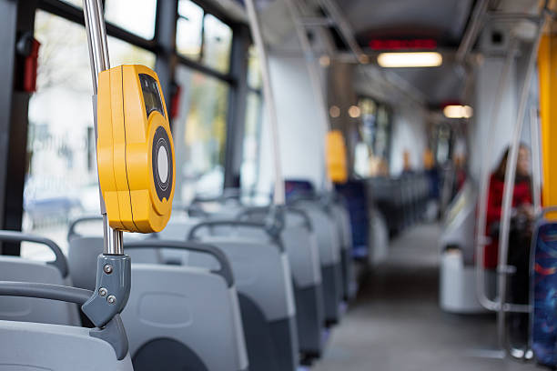 istock Interior of modern city tram 526113371