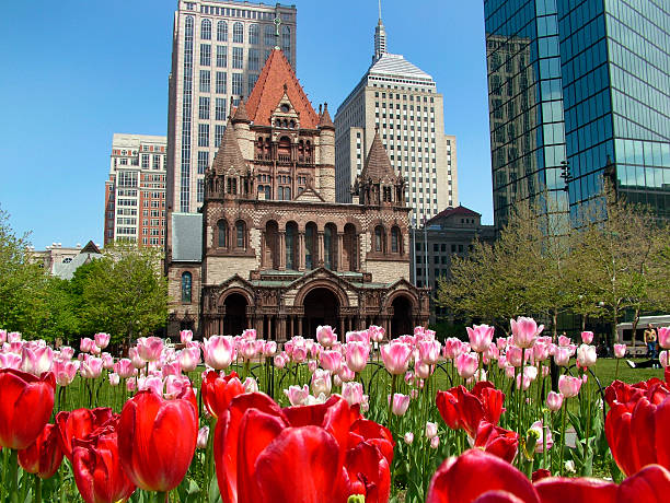 trinity church, copley square, a boston, usa - back bay immagine foto e immagini stock