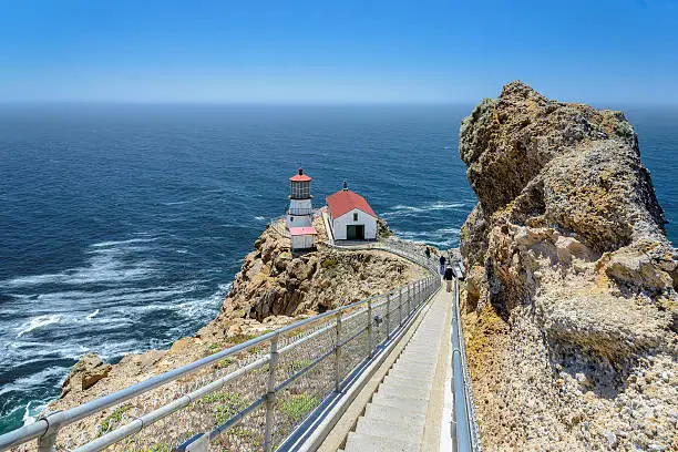 Photo of Ladder steps down. Point Reyes Lighthouse, California.