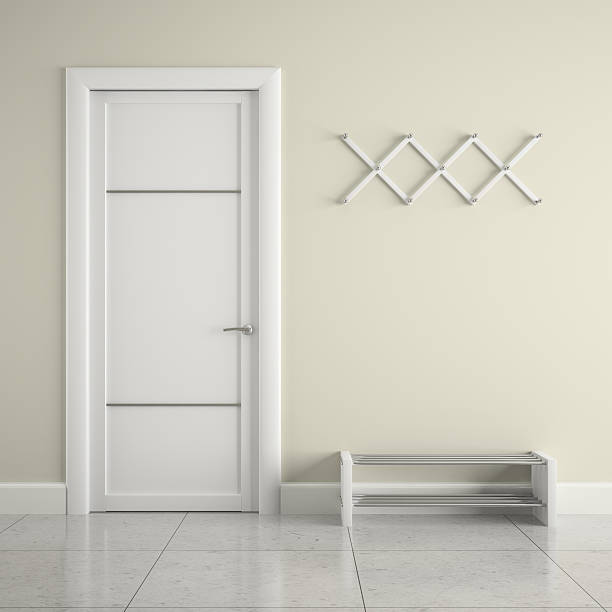 istock Hall with  white door and  hanger 526114295