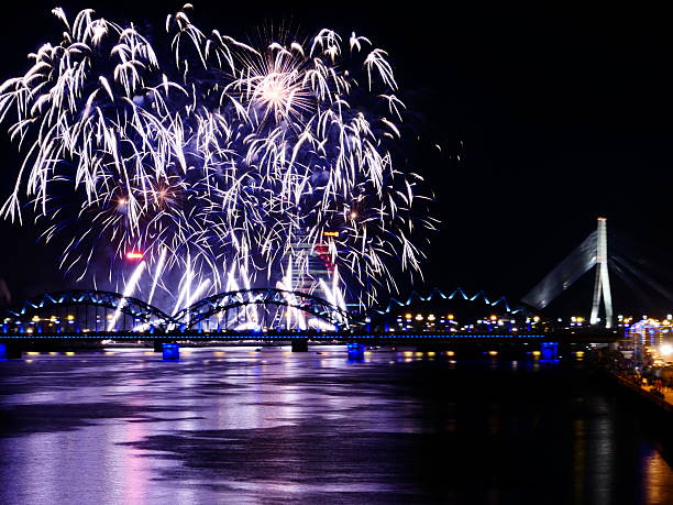Fireworks in Big Eeuropean city Riga
