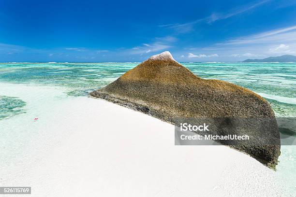 Granite Boulder In La Digue Seychelles Stock Photo - Download Image Now - Anse Source d'Argent, Bay of Water, Beach