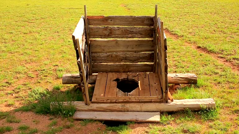 Mongolian wooden squat toilet