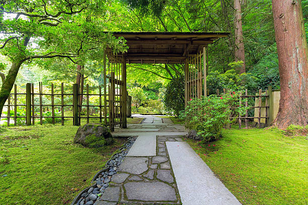 istock Covered Gate at Japanese Garden 526128784