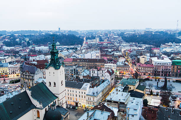 istock Lviv old city vintage panorama . 526130160