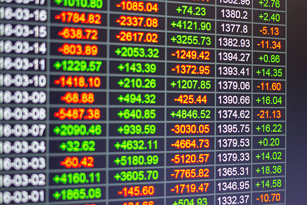 istock Stock market data on LED display concept. 526130222